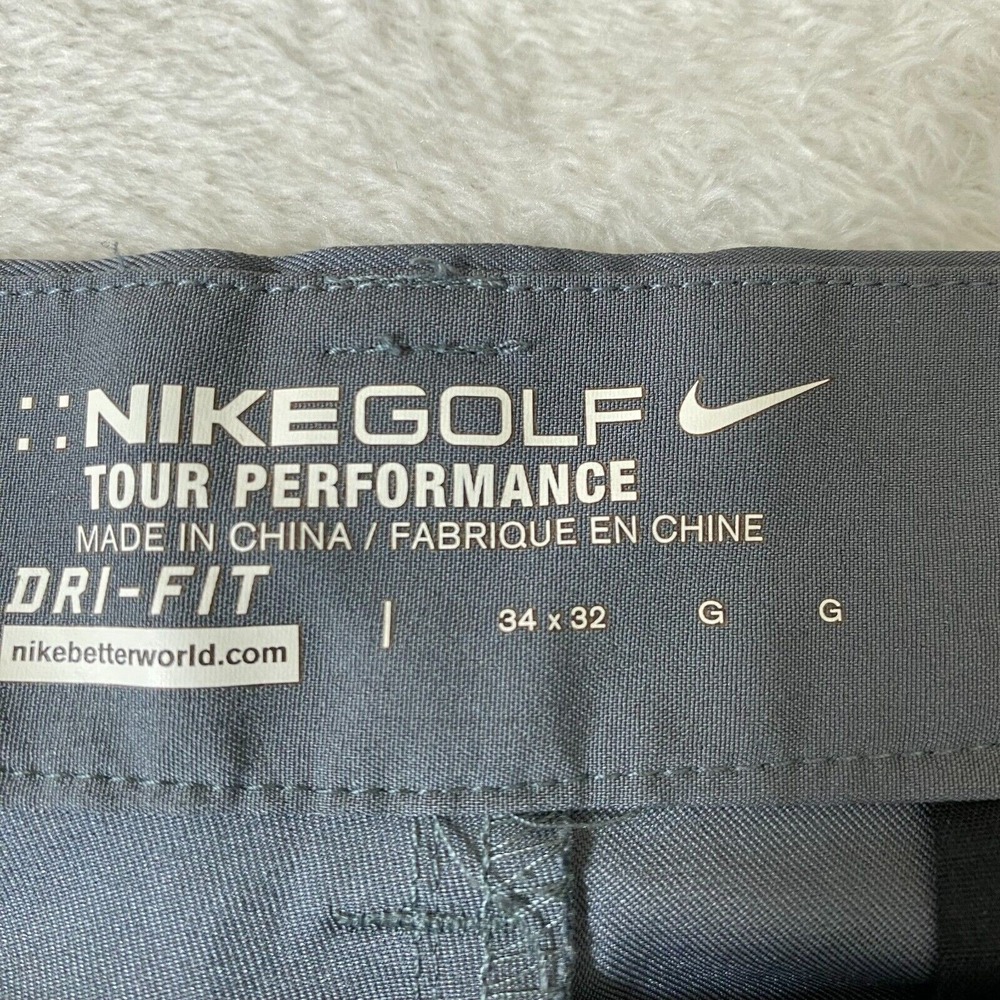 NIKE Tour Performance Dri-Fit Golf Pants Men 34x32 Gray Straight Leg Outdoor - Picture 7 of 12